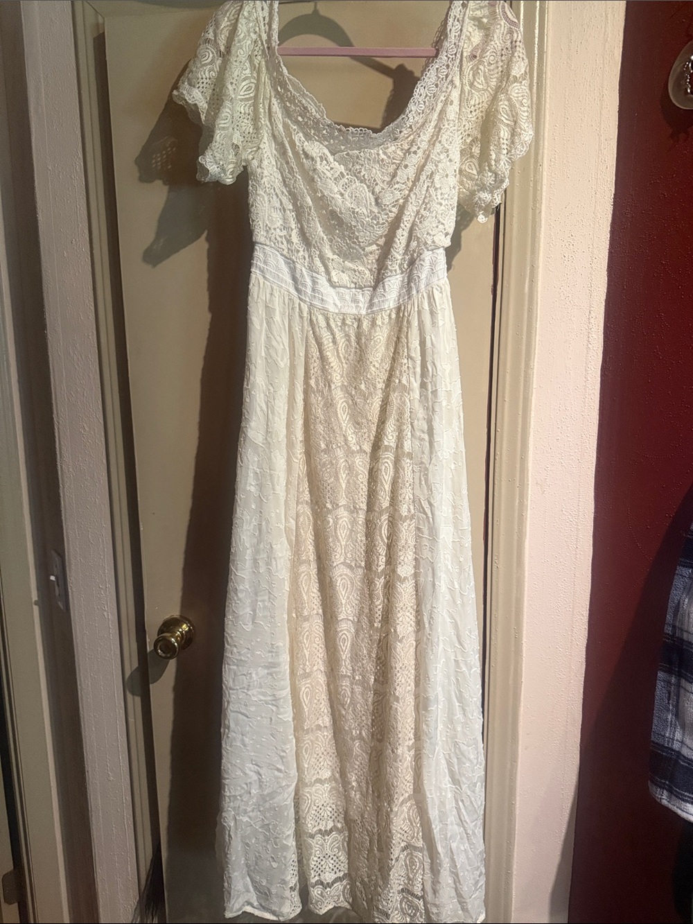 Sleeveless Crochet Lace Cream maxi dress by champagne and strawberries